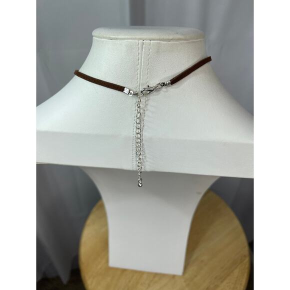 Firefly pendant necklace costume jewelry brown suede cord mop mother of pearl - Picture 6 of 12